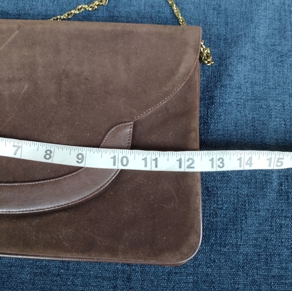 Francois Brown Vintage Suede Bag Clutch With Mirror - Picture 13 of 14